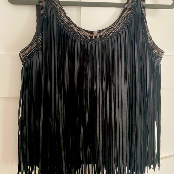 MLV ♠️ Fringed 💯 Leather Beaded Top - Picture 5 of 8